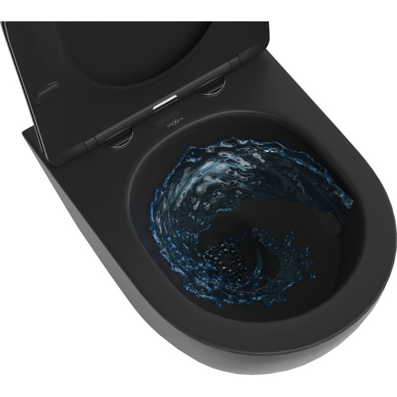 Mexen Lena Rimless Tornado Toilet Bowl with Slim Soft-Close Seat, Duroplast, Matte Black - 30220185T