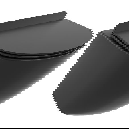 Mexen Lena Rimless Tornado Toilet Bowl with Slim Soft-Close Seat, Duroplast, Matte Black - 30220185T