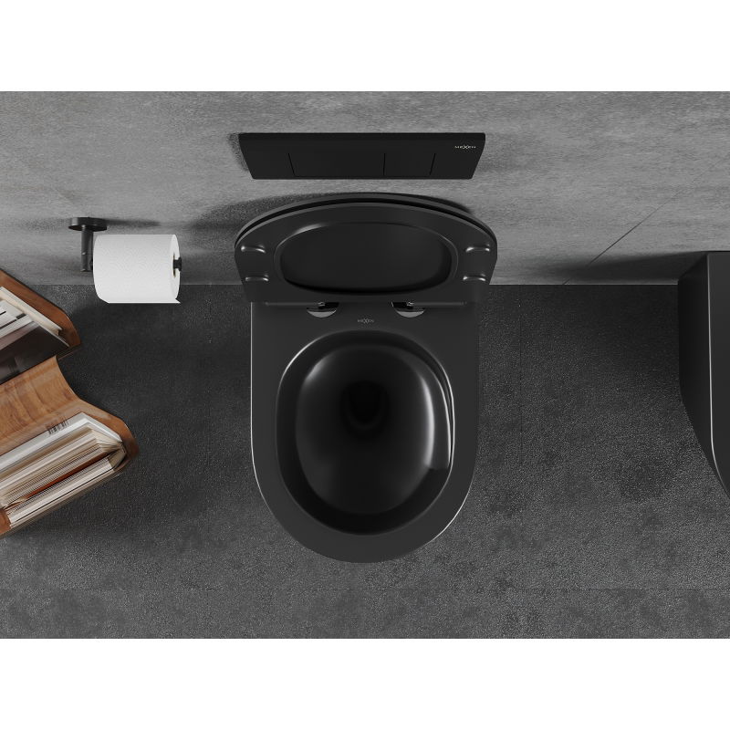 Mexen Lena Rimless Tornado Toilet Bowl with Slim Soft-Close Seat, Duroplast, Matte Black - 30220185T