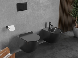 Mexen Lena rimless WC bowl Tornado with soft-close slim seat, duroplast, matte black - 30220185T