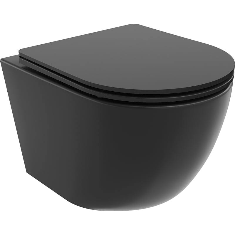 Mexen Lena WC Bowl Rimless Tornado with Soft-Close Slim Seat, Duroplast, Matte Black - 30221085T