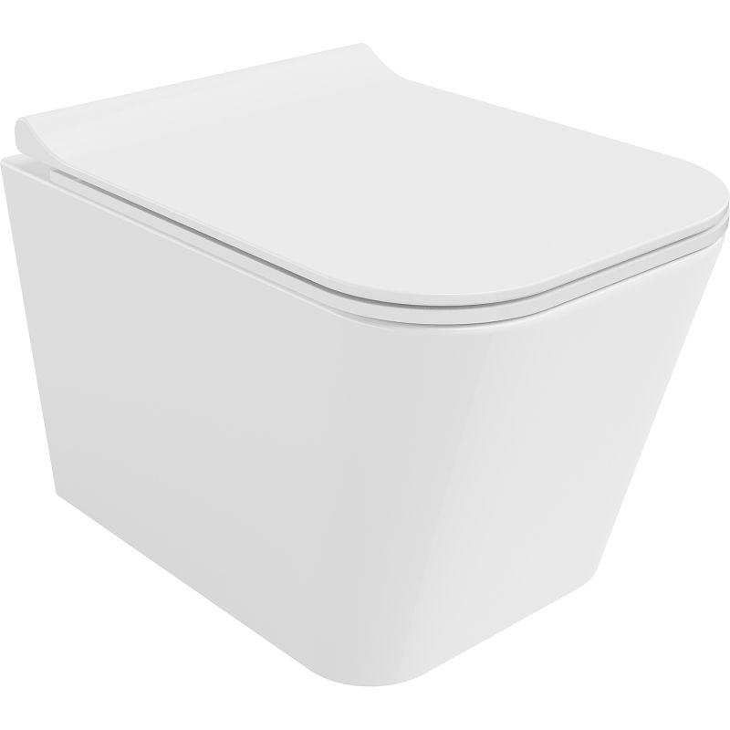 Mexen Teo Rimless Tornado WC Bowl with Slim Soft-Close Seat, Duroplast, Glossy White - 30850700T