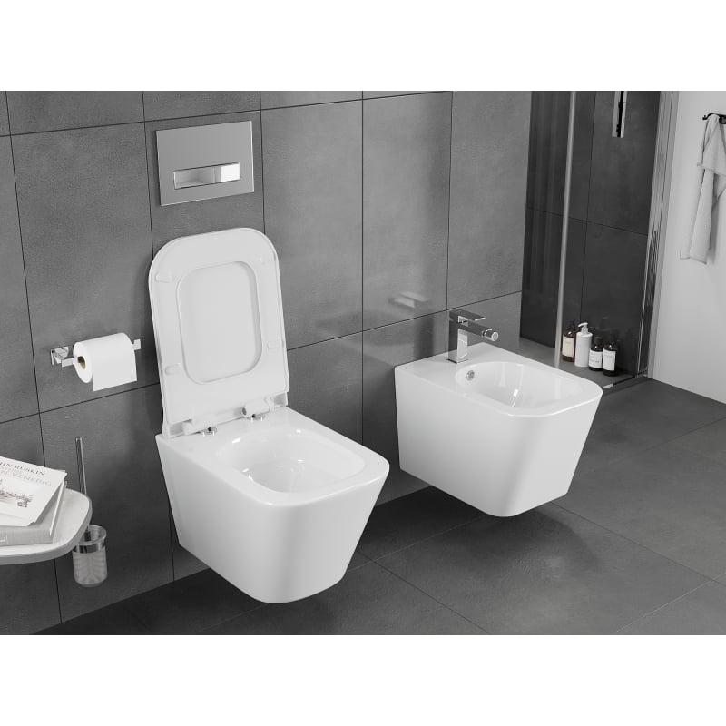 Mexen Teo Rimless Tornado Toilet Bowl with Slim Soft-Close Seat, Duroplast, Glossy White - 30850700T