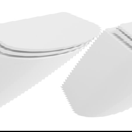 Mexen Carmen Rimless Tornado Toilet Bowl with Slim Soft-Close Seat, Duroplast, Glossy White - 30880300T