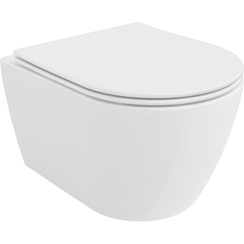 Mexen Carmen Rimless Tornado WC bowl with slim soft-close seat, duroplast, gloss white - 30880400T