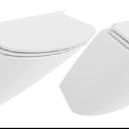 Mexen Carmen Rimless Tornado Toilet Bowl with Soft-Close Slim Seat, Duroplast, White Gloss - 30880500T