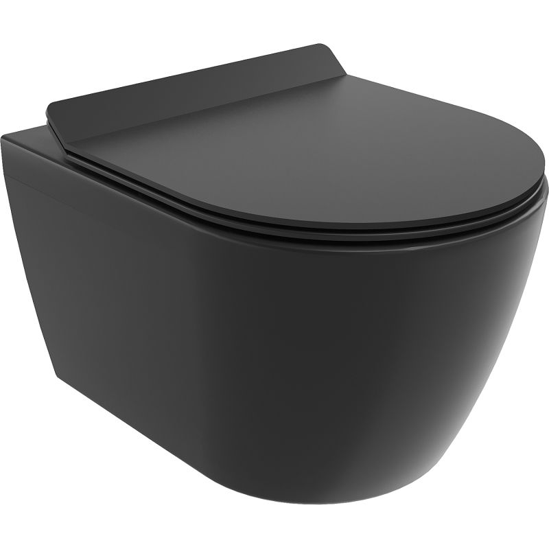 Mexen Carmen WC Bowl Rimless Tornado with Slow-Close Slim Seat, Duroplast, Matte Black - 30880185T