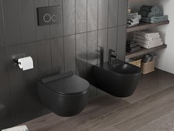 Mexen Carmen WC Bowl Rimless Tornado with Slow-Close Slim Seat, Duroplast, Matte Black - 30880185T