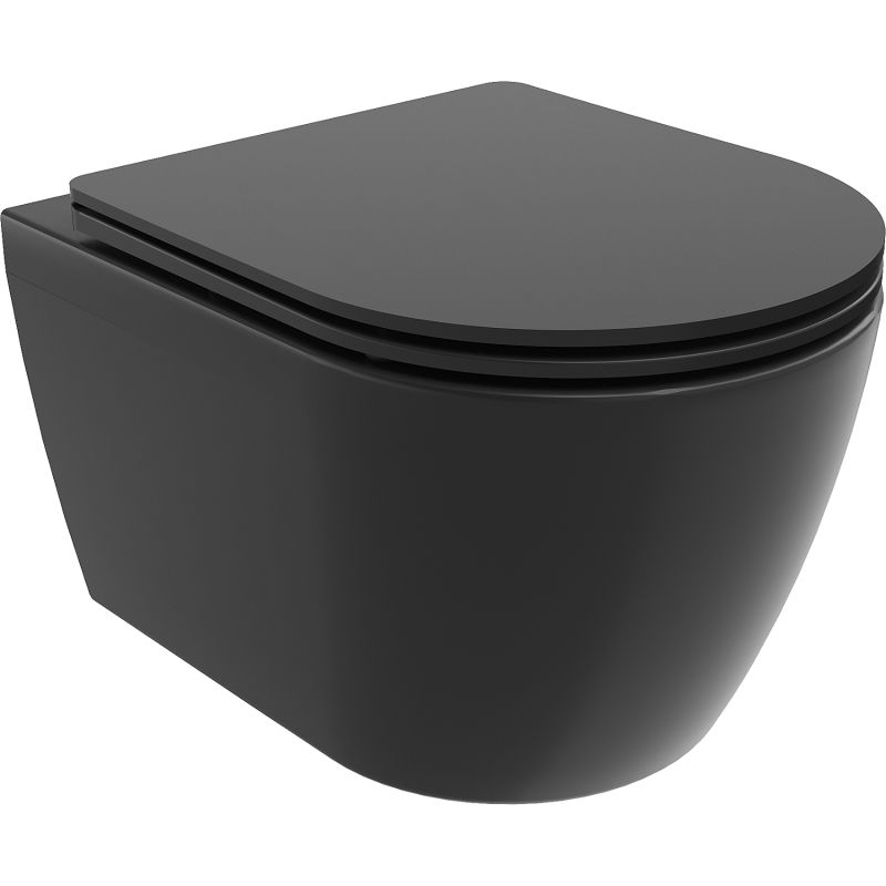 Mexen Carmen rimless WC bowl Tornado with slim soft-close seat, duroplast, black matte - 30881085T