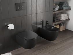 Mexen Carmen rimless WC bowl Tornado with slim soft-close seat, duroplast, black matte - 30881085T