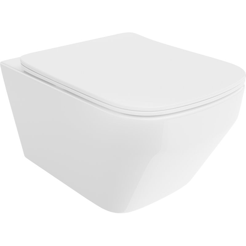 Mexen Riva Rimless Tornado toilet bowl with slim soft-close seat, duroplast, glossy white - 30630200T
