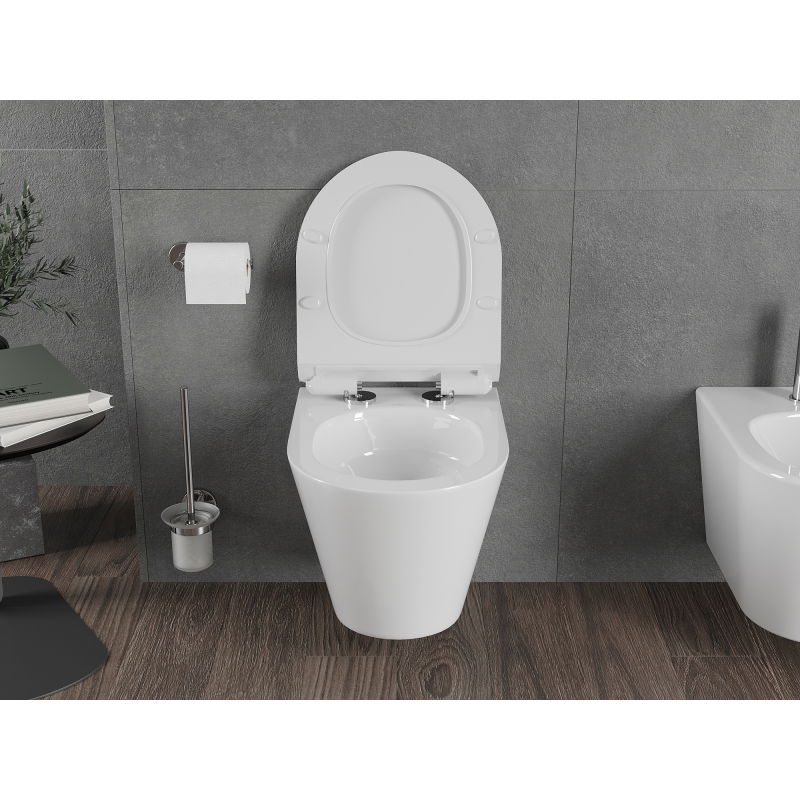 Mexen Rico Rimless Tornado WC Bowl with Slim Soft-Close Seat, Duroplast, White Gloss - 30720100T
