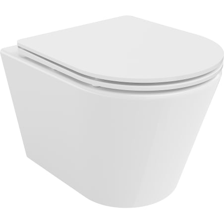 Mexen Rico Rimless Tornado toilet bowl with slow-close slim seat, duroplast, glossy white - 30720300T