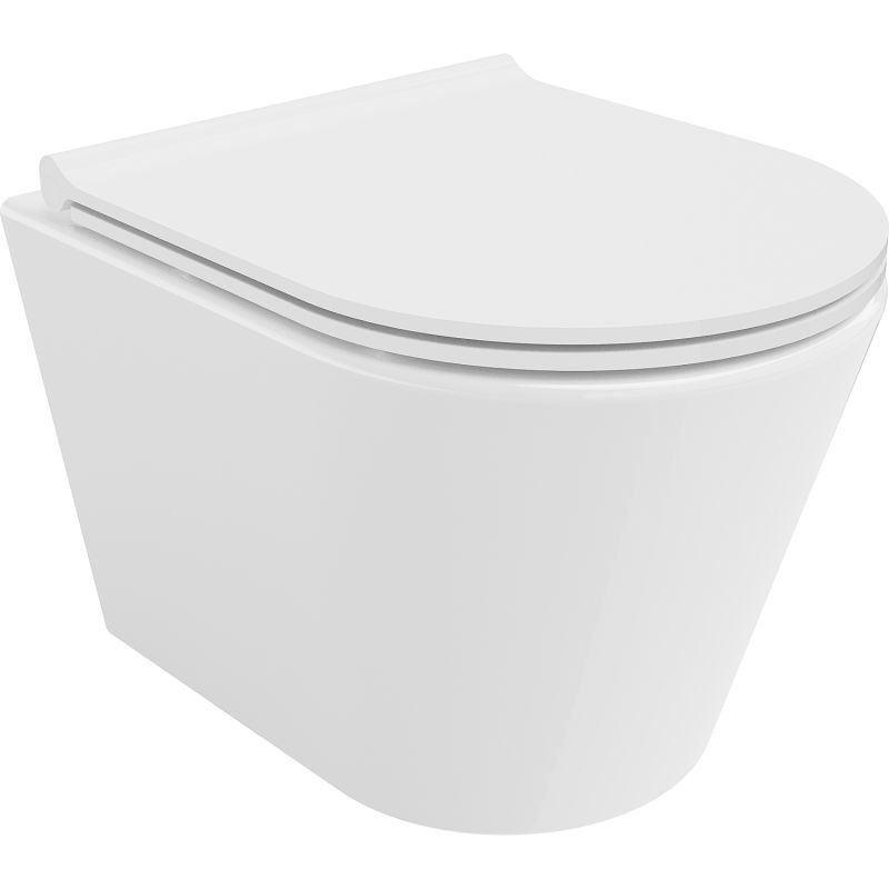 Mexen Rico Rimless Tornado WC Bowl with Slim Soft-Close Seat, Duroplast, White Gloss - 30720500T