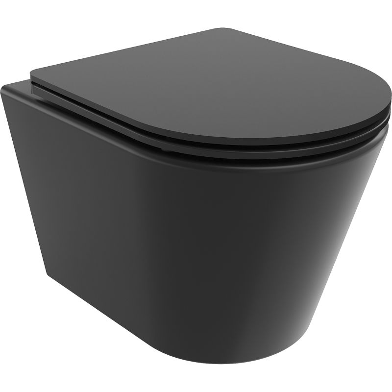 Mexen Rico Rimless Tornado WC Bowl with Slow-Close Slim Seat, Duroplast, Black Matte - 30721085T