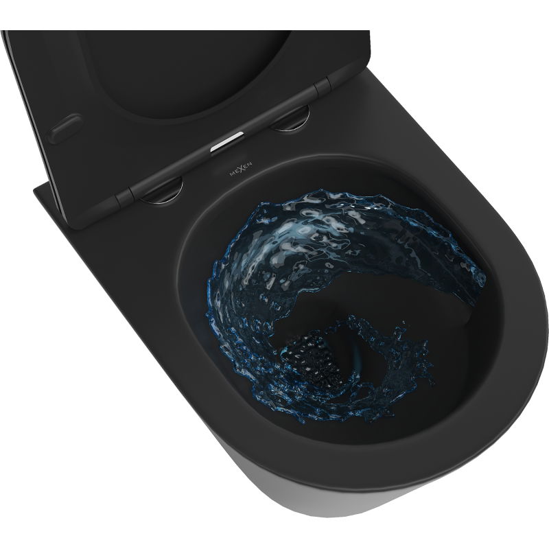 Mexen Rico Rimless Tornado WC Bowl with Slow-Close Slim Seat, Duroplast, Black Matte - 30721085T