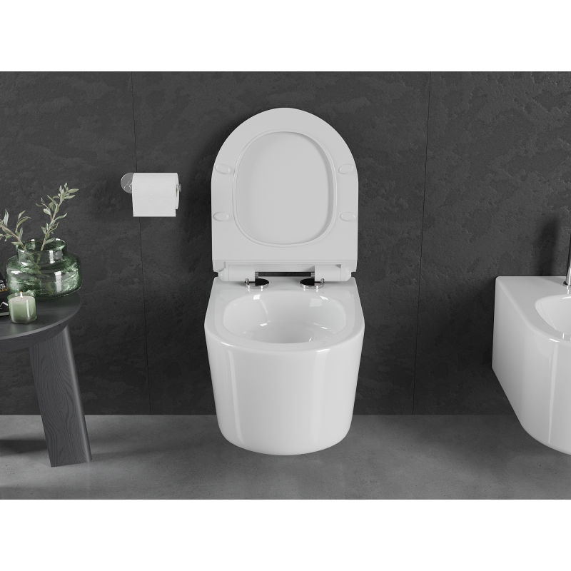 Mexen Sofia Rimless Tornado Toilet Bowl with Soft-Close Slim Seat, Duroplast, White Gloss - 30540100T