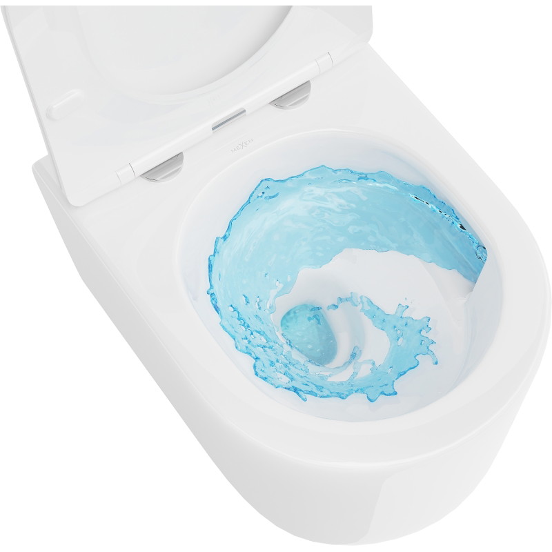 Mexen Sofia Rimless Toilet Bowl Tornado with Slim Soft-Close Seat, Duroplast, Glossy White - 30540400T