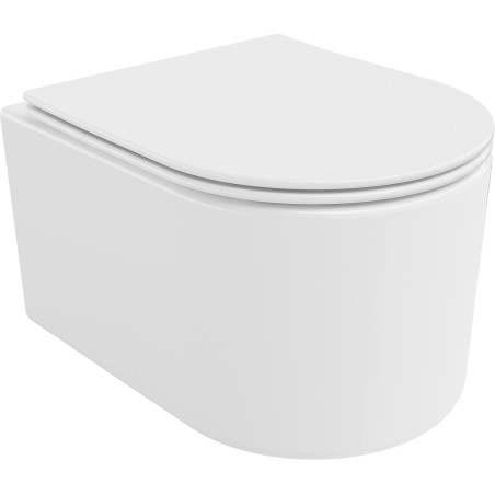 Mexen Sofia Rimless Toilet Bowl Tornado with Slim Soft-Close Seat, Duroplast, Glossy White - 30540400T