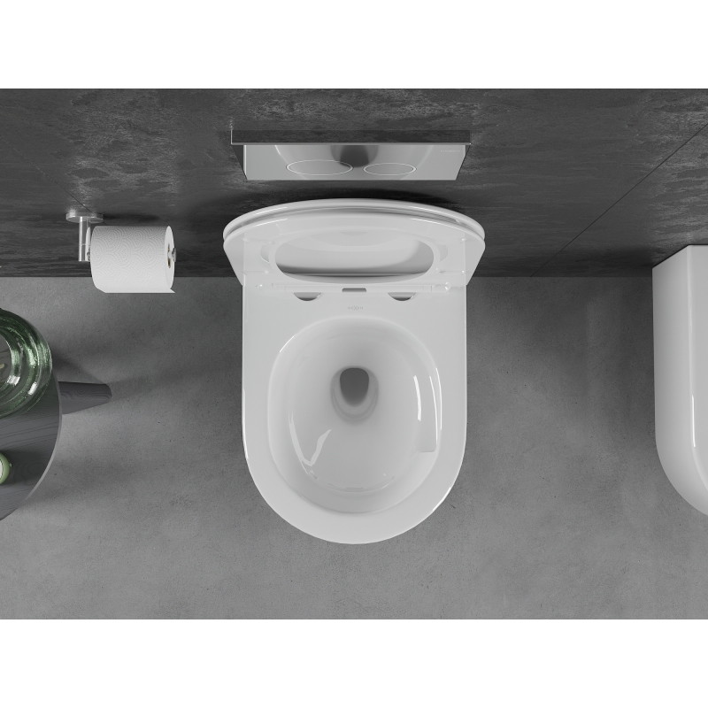 Mexen Sofia Rimless Toilet Bowl Tornado with Slim Soft-Close Seat, Duroplast, Glossy White - 30540400T