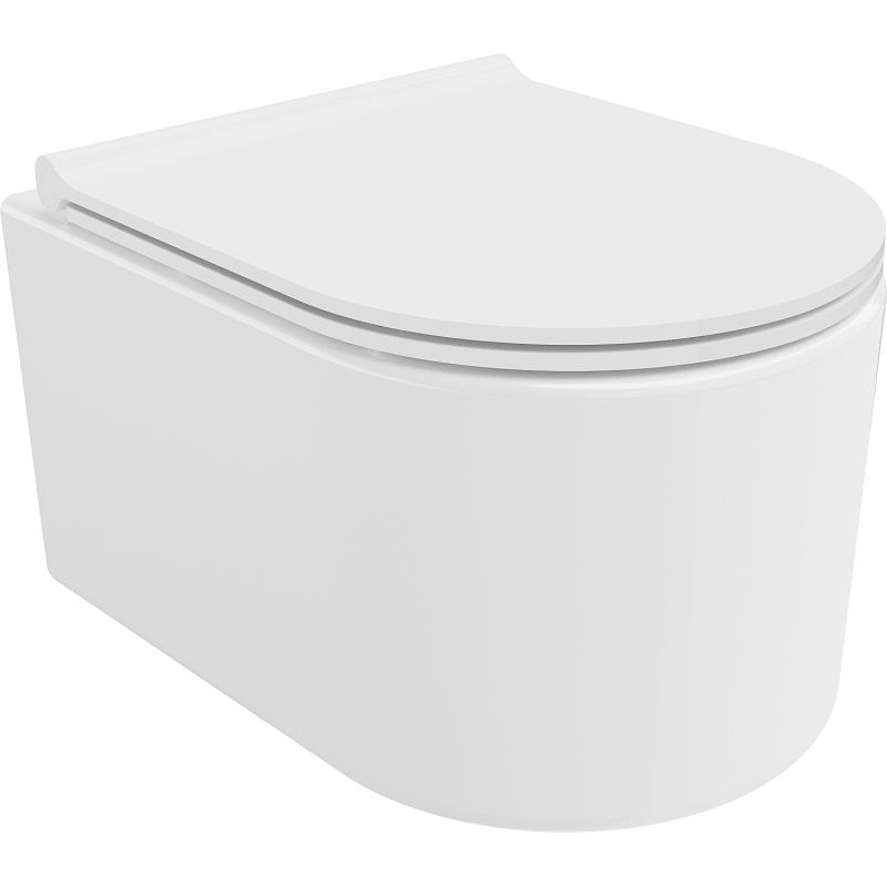 Mexen Sofia Rimless Tornado WC Bowl with Soft-Close Slim Seat, Duroplast, Glossy White - 30540500T