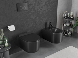 Mexen Sofia Rimless Tornado WC Bowl with Soft-Close Slim Seat, Duroplast, Matte Black - 30540185T