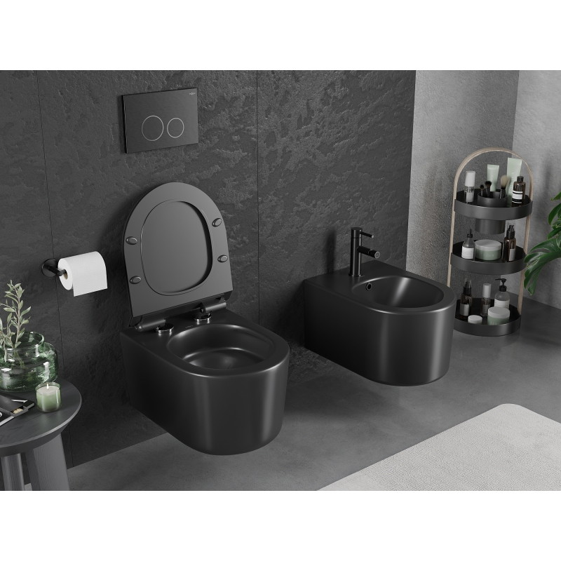 Mexen Sofia WC bowl Rimless Tornado with soft-close slim seat, duroplast, matte black - 30540185T