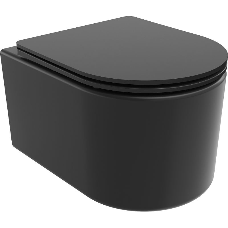 Mexen Sofia Rimless Tornado WC Bowl with Soft-Close Slim Seat, Duroplast, Matte Black - 30541085T