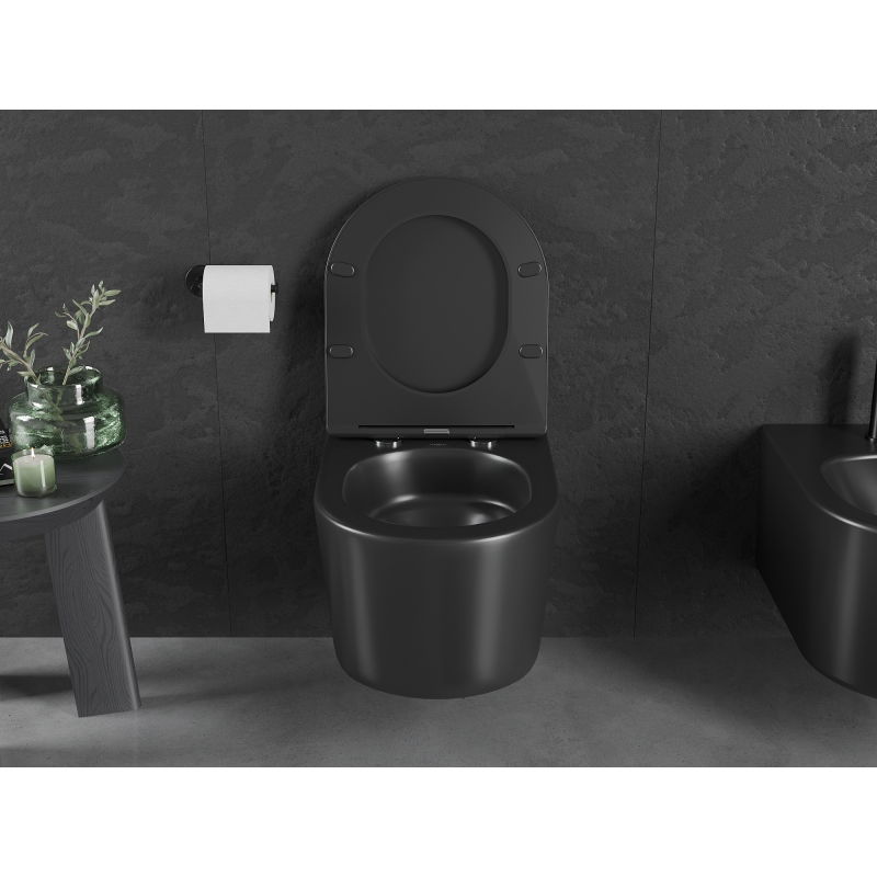 Mexen Sofia Rimless Tornado toilet bowl with slim soft-close seat, duroplast, black matte - 30541085T