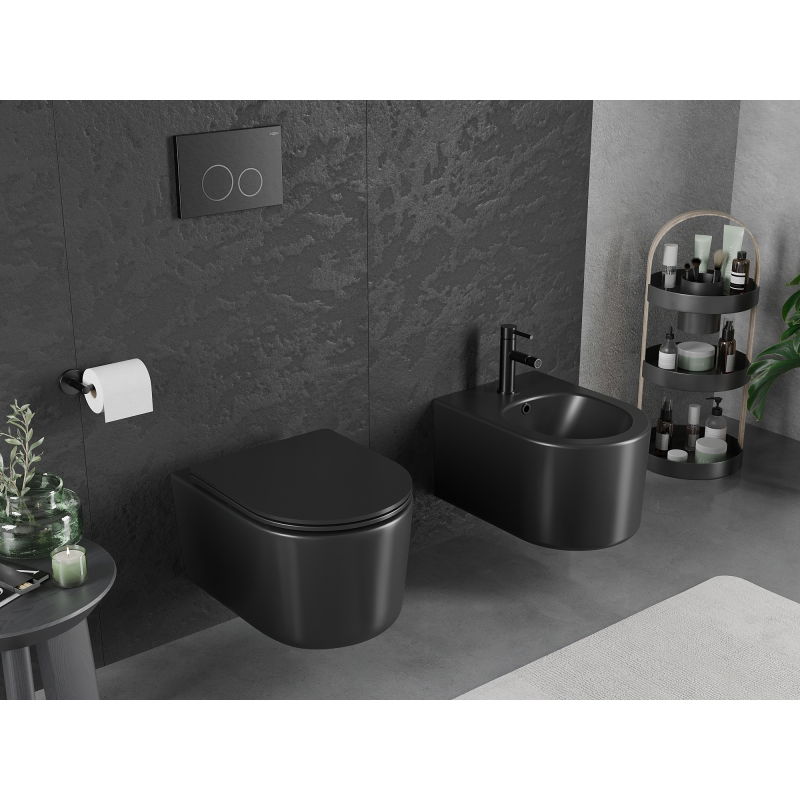 Mexen Sofia Rimless Tornado toilet bowl with slim soft-close seat, duroplast, black matte - 30541085T
