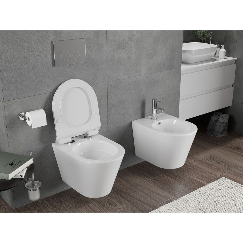 Mexen Rico Rimless Tornado WC Bowl with Slim Soft-Close Seat, Duroplast, White Gloss - 30720100T