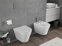 Mexen Rico Rimless Tornado toilet bowl with slow-close slim seat, duroplast, glossy white - 30720300T
