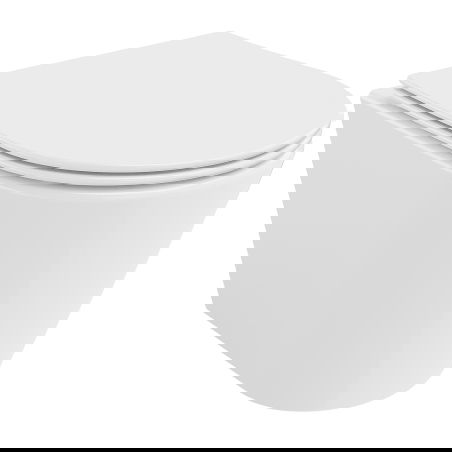 Mexen Rico rimless WC bowl with soft-close slim seat, duroplast, glossy white - 30720400T