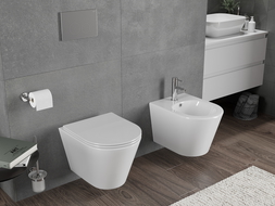 Mexen Rico rimless WC bowl with soft-close slim seat, duroplast, glossy white - 30720400T