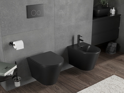 Mexen Rico Rimless Tornado WC Bowl with Slim Soft-Close Seat, Duroplast, Black Matte - 30721085T