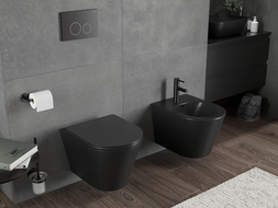 Mexen Rico Rimless Tornado WC Bowl with Slow-Close Slim Seat, Duroplast, Black Matte - 30721085T