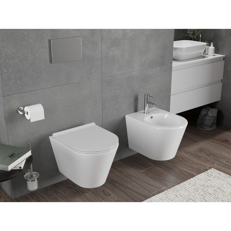 Mexen Rico Rimless Tornado WC Bowl with Slim Soft-Close Seat, Duroplast, High Gloss White - 30720500T