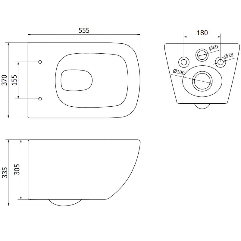 Mexen Timo Rimless Tornado Toilet Bowl with Soft-Close Slim Seat, Duroplast, Glossy White - 30650200T