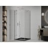 Mexen Roma swing shower cabin 90 x 90 cm, transparent, chrome + Flat tray, black - 854-090-090-01-00-4070