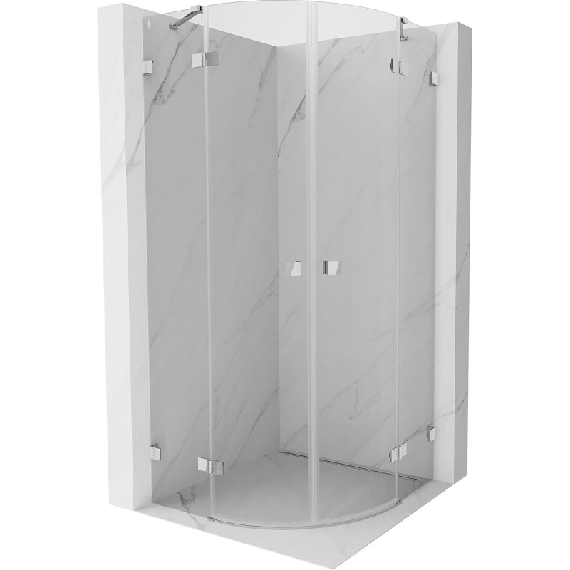 Mexen Lunar semi-circular shower enclosure swing 80 x 80 cm, transparent, chrome - 833-080L-080P-01-00