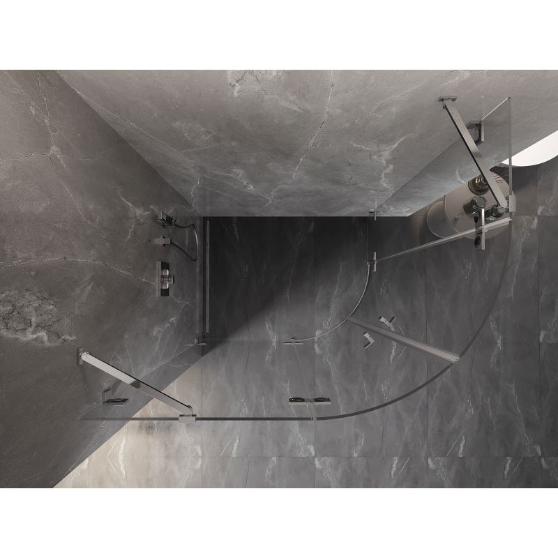 Mexen Lunar semi-circular shower cabin left-hinged 100 x 80 cm, transparent, chrome - 833-100L-080P-01-00