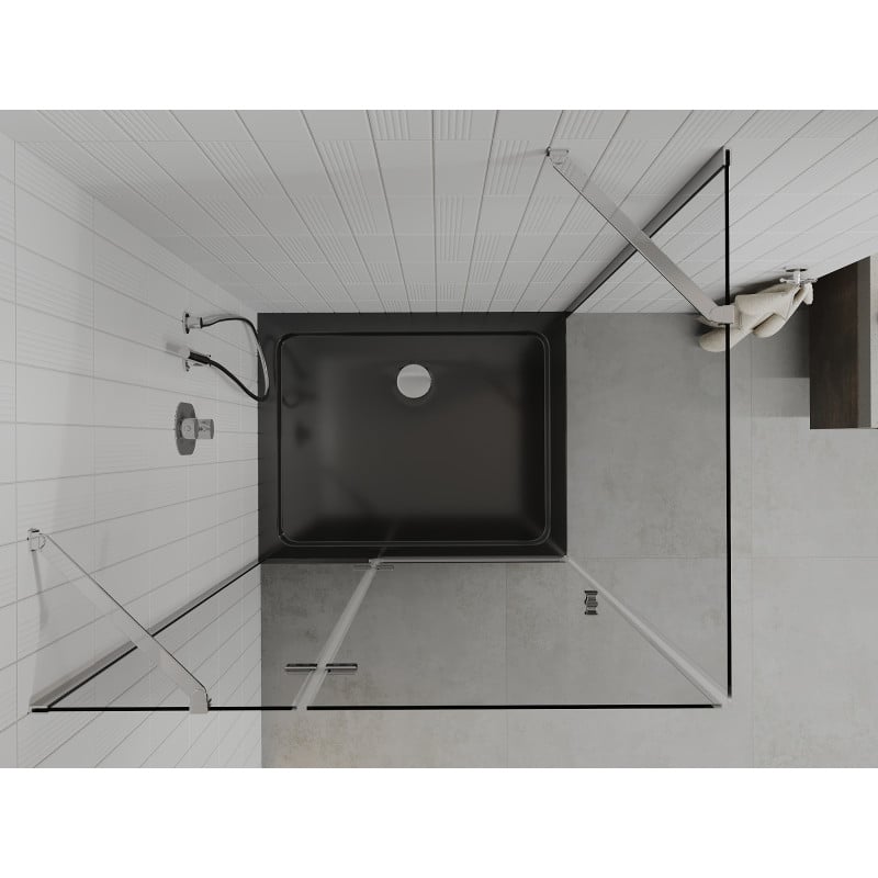 Mexen Roma pivot shower cabin 90 x 120 cm, transparent, chrome + Flat tray, black - 854-090-120-01-00-4070