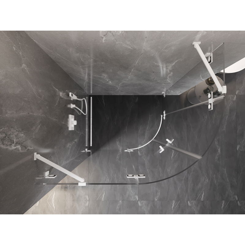 Mexen Lunar semi-circular left hinged shower enclosure 100 x 90 cm, transparent, white - 833-100L-090P-20-00