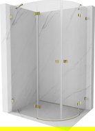 Mexen Lunar semicircular shower enclosure, hinged left 80 x 70 cm, transparent, gold - 833-080L-070P-50-00