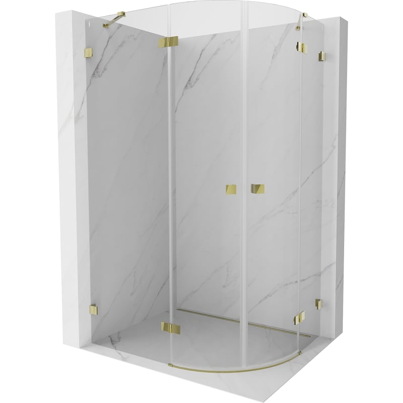 Mexen Lunar semicircular left swinging shower enclosure 100 x 70 cm, transparent, gold - 833-100L-070P-50-00