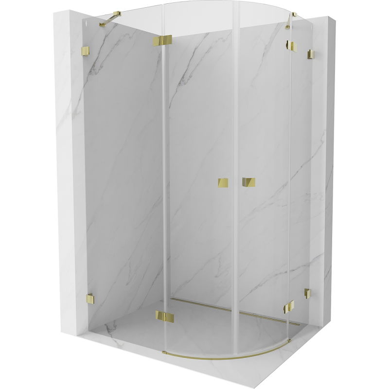 Mexen Lunar semi-circular shower enclosure left-hinged 100 x 80 cm, transparent, gold - 833-100L-080P-50-00