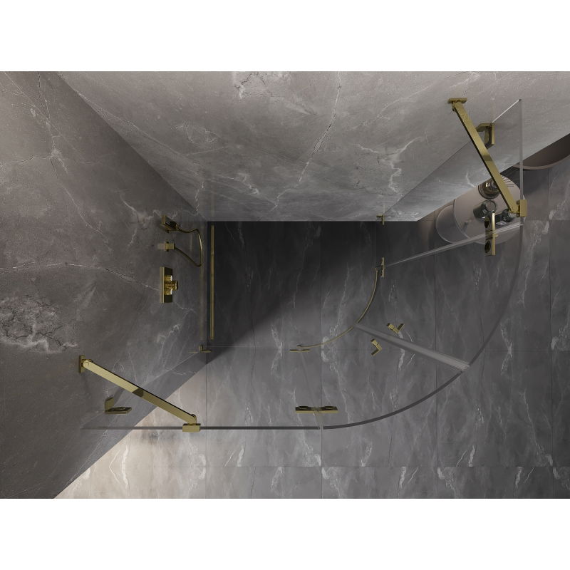 Mexen Lunar semi-circular shower enclosure left-hinged 100 x 80 cm, transparent, gold - 833-100L-080P-50-00