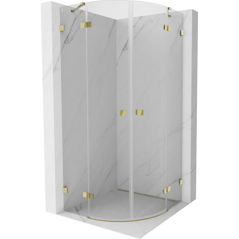 Mexen Lunar semi-circular hinged shower cabin 100 x 100 cm, transparent, gold - 833-100L-100P-50-00