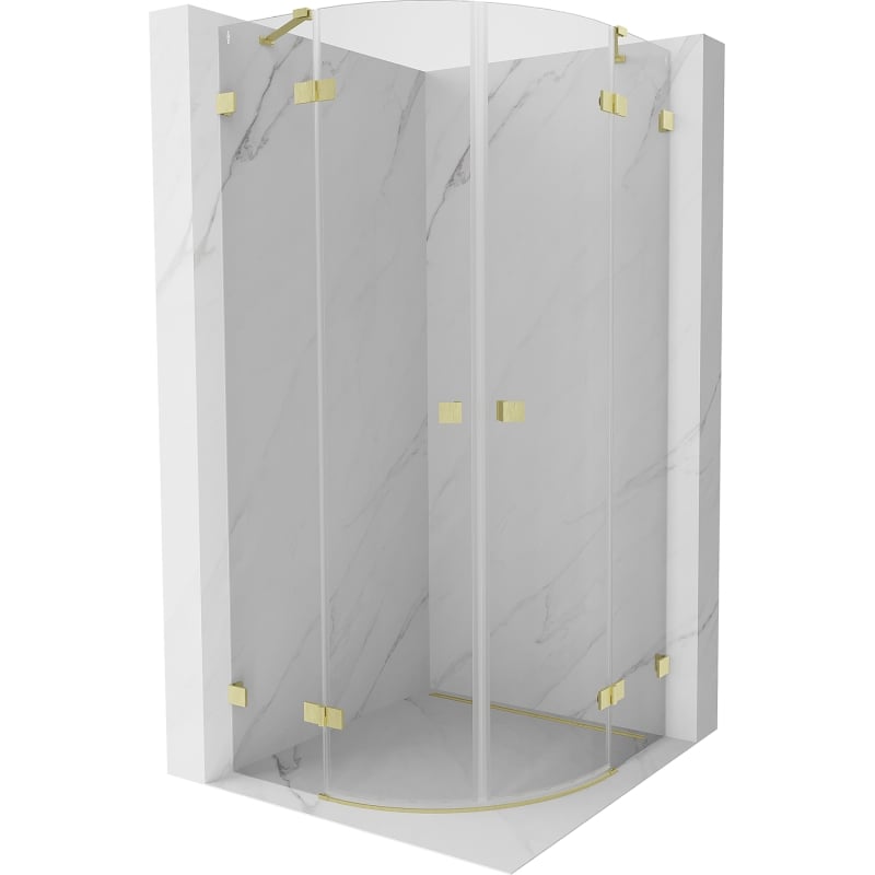 Mexen Lunar semi-circular shower enclosure hinged 70 x 70 cm, transparent, brushed gold - 833-070L-070P-55-00