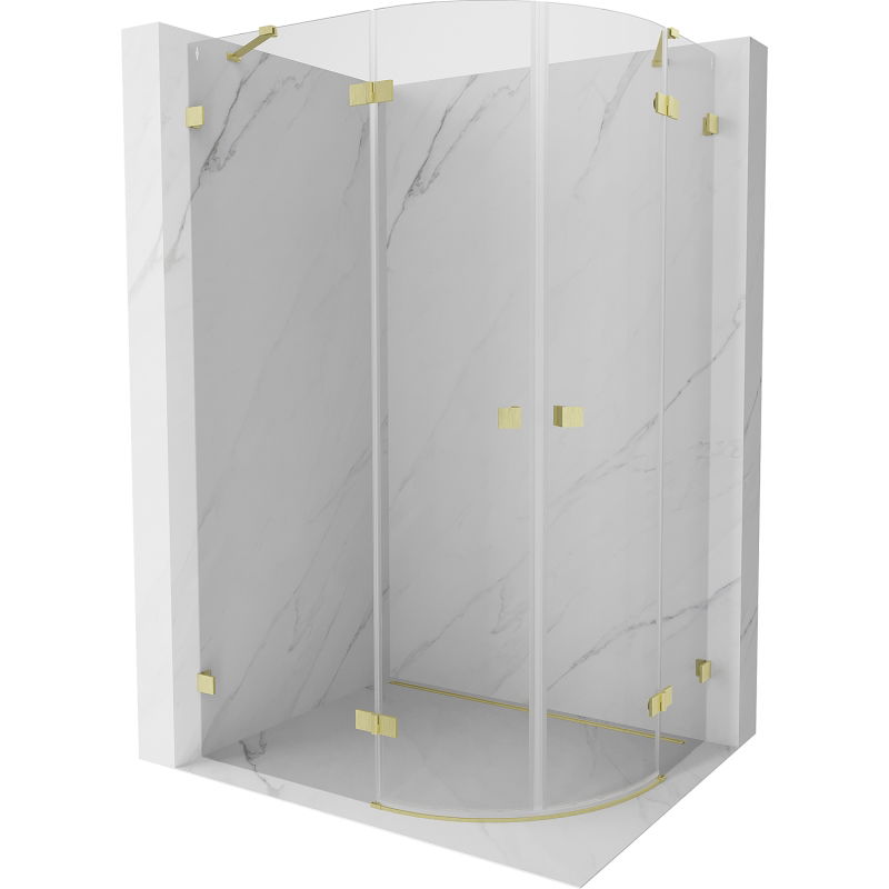 Mexen Lunar semicircular shower enclosure left hinged 80 x 70 cm, transparent, brushed gold - 833-080L-070P-55-00